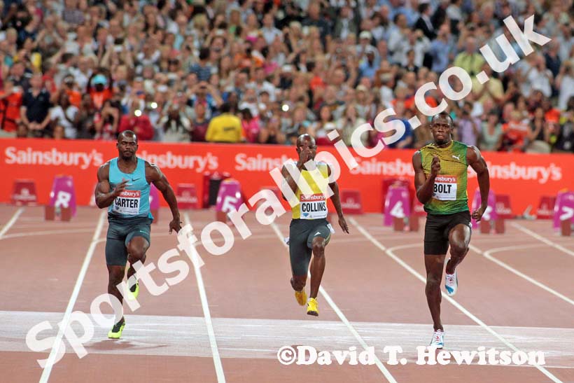 Usain Bolt, 100 metres,  2013 IAAF Diamond League, Sainsbury's Anniversary Games, Queen Elizabeth Olympic Park, London.
